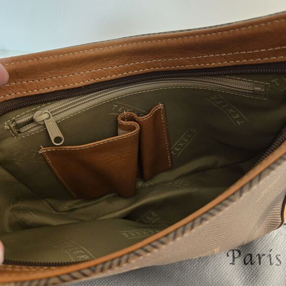 Vintage Texier Tan Leather Shoulder Bag‎ Zip Inner Pocket Single Handle France - Picture 10 of 11